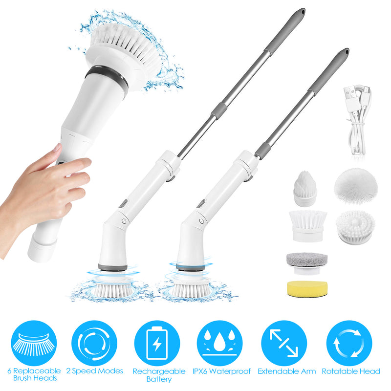 Spin Scrubber – IPX6 Waterproof with Extendable Handle and 6 Attachments