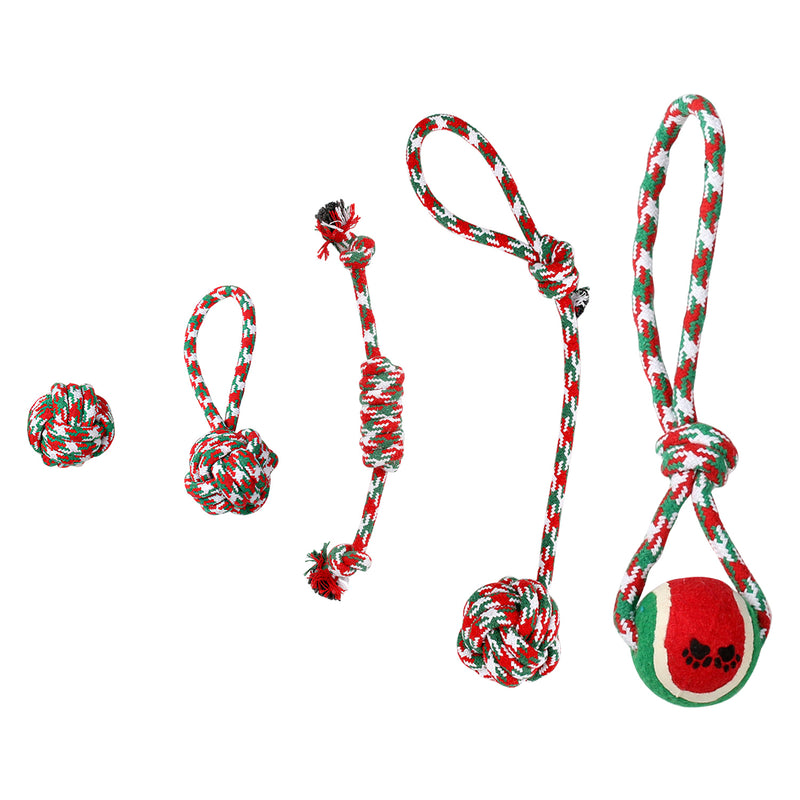 Christmas Puppy Chew Toys - 5 Pieces