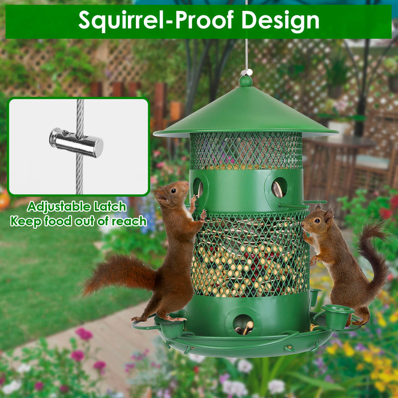 3-Tier Hanging Bird Feeder – Rust-Proof Metal with 4 Drinkers and 6 Perches
