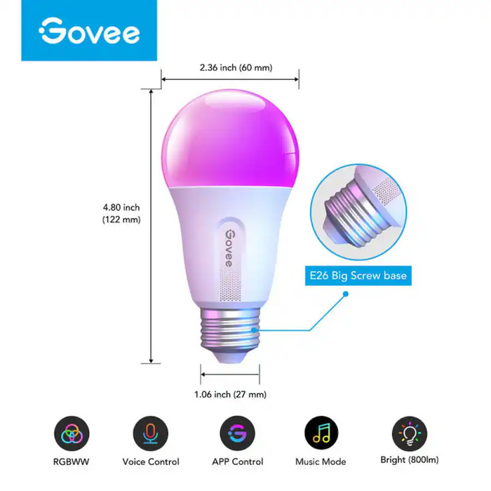 Govee H6004 Bulb E26 Matter Smart LED Bulb - 2 Pack