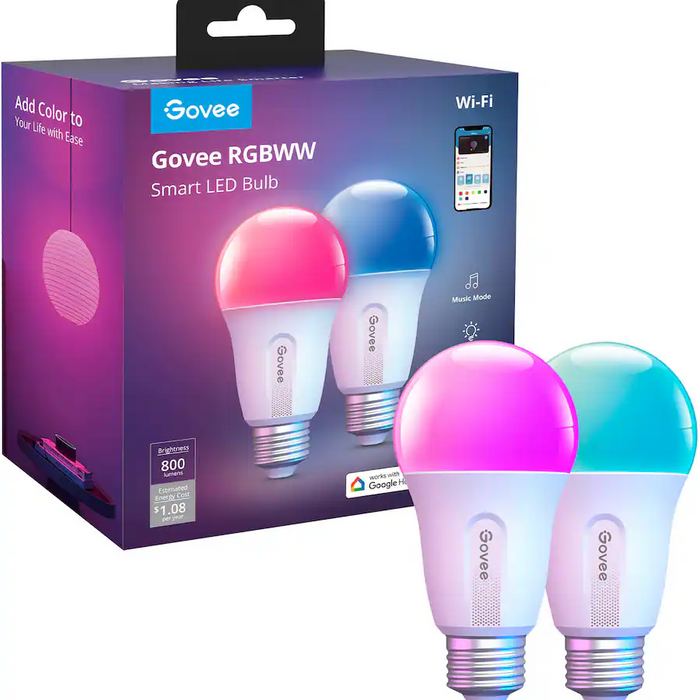Govee H6004 Bulb E26 Matter Smart LED Bulb - 2 Pack