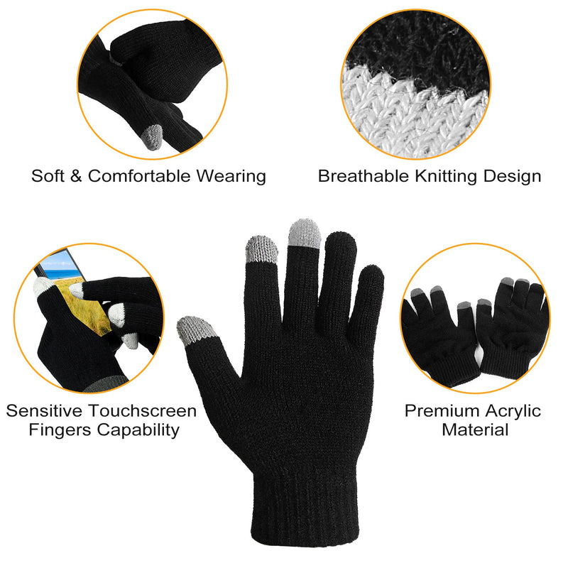 Full Finger Knitted Gloves - Cold Resistant and Screen Compatible