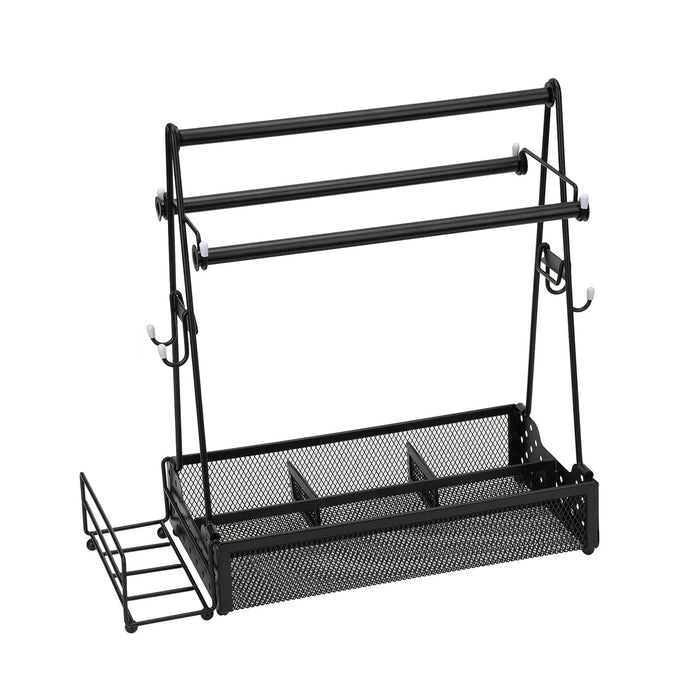 BBQ Utensil Organizer – Metal Caddy with Paper Towel Holder and Compartments