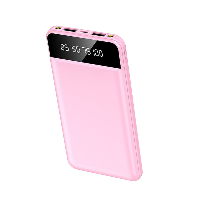 10000mAh Power Bank – Ultra-thin with 2 USB Ports and LED Flashlight