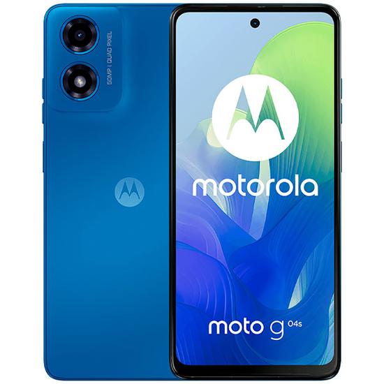 Celular Motorola G04S con pantalla de 6.6 pulgadas, doble SIM, 128GB de almacenamiento y 4GB de RAM, en color negro.
