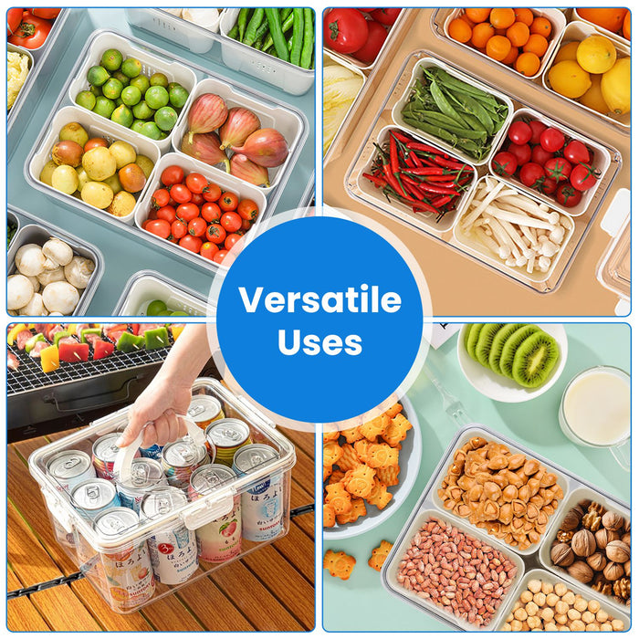 Set of 2 Food Containers with Strainers – 8 Baskets, Airtight Lid, and Large Capacity