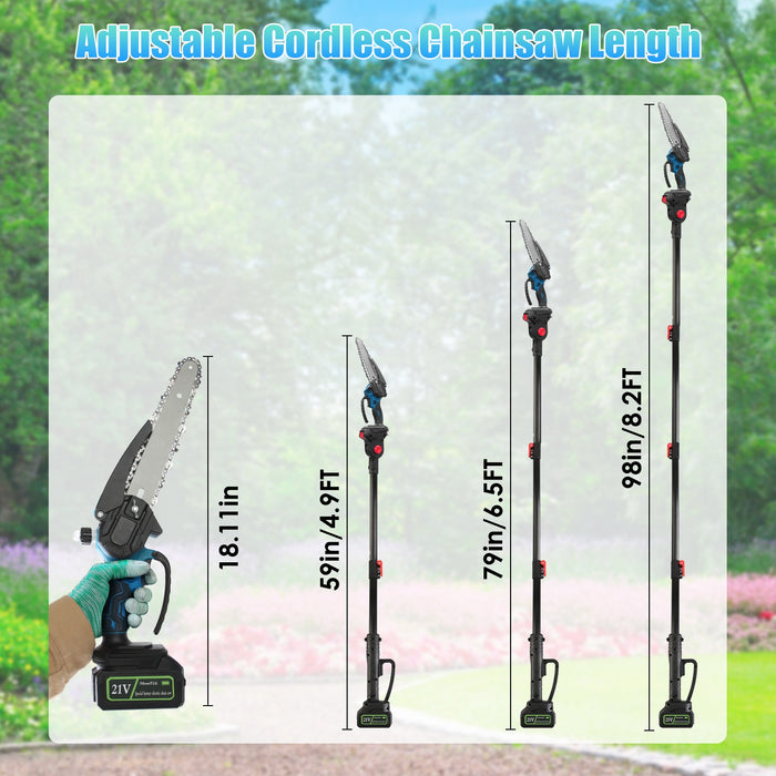 2-in-1 Cordless Chainsaw – Handheld and Pole with 2 Batteries