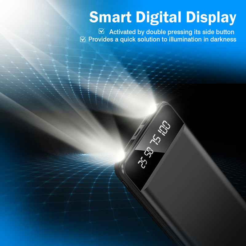 10000mAh Power Bank – Ultra-thin with 2 USB Ports and LED Flashlight