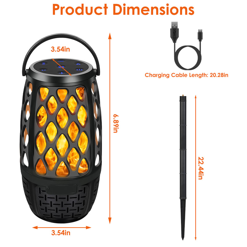 Outdoor Speaker with Flame Light – Bluetooth 5.3, IPX5