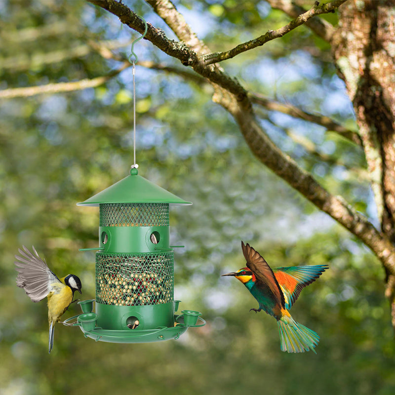 3-Tier Hanging Bird Feeder – Rust-Proof Metal with 4 Drinkers and 6 Perches