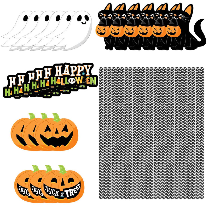 Halloween Decorative Straw Set – 25 Pieces with 24 Cards and Adhesives