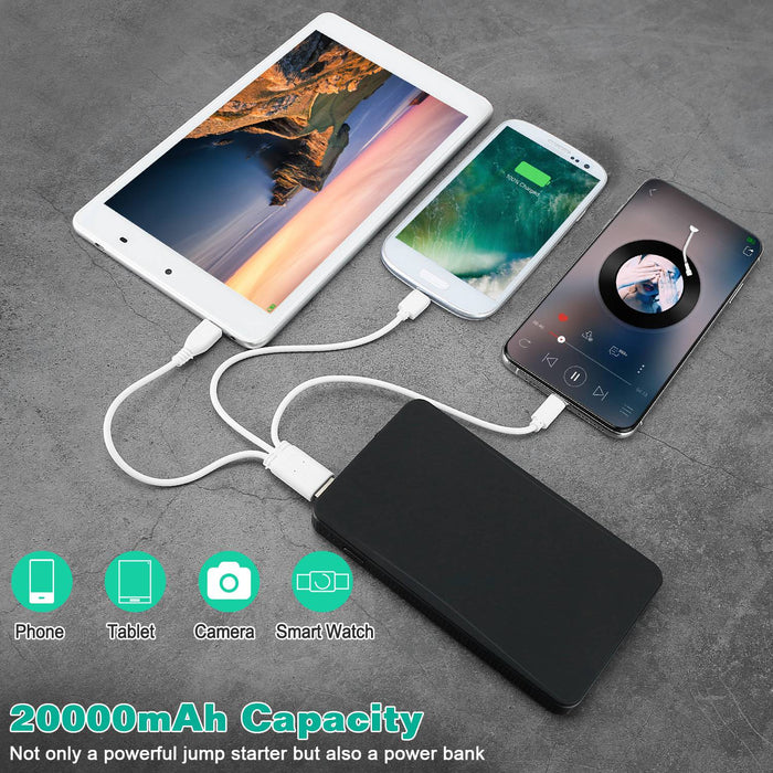 20000mAh Portable Car Jump Starter - 400A with LED Flashlight