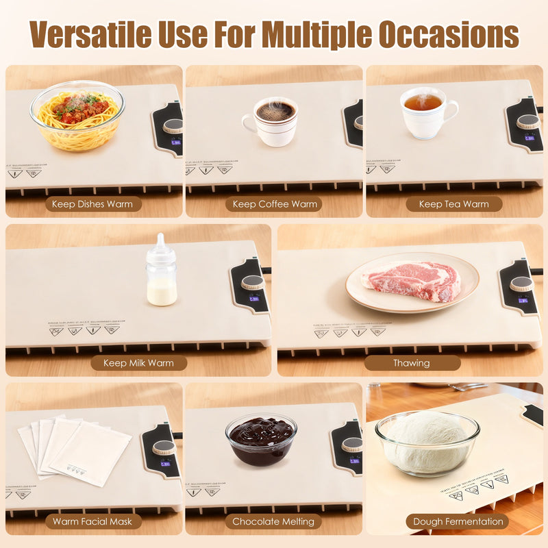 Electric Food Warmer Mat – Silicone 300W with 14 Levels and Timer