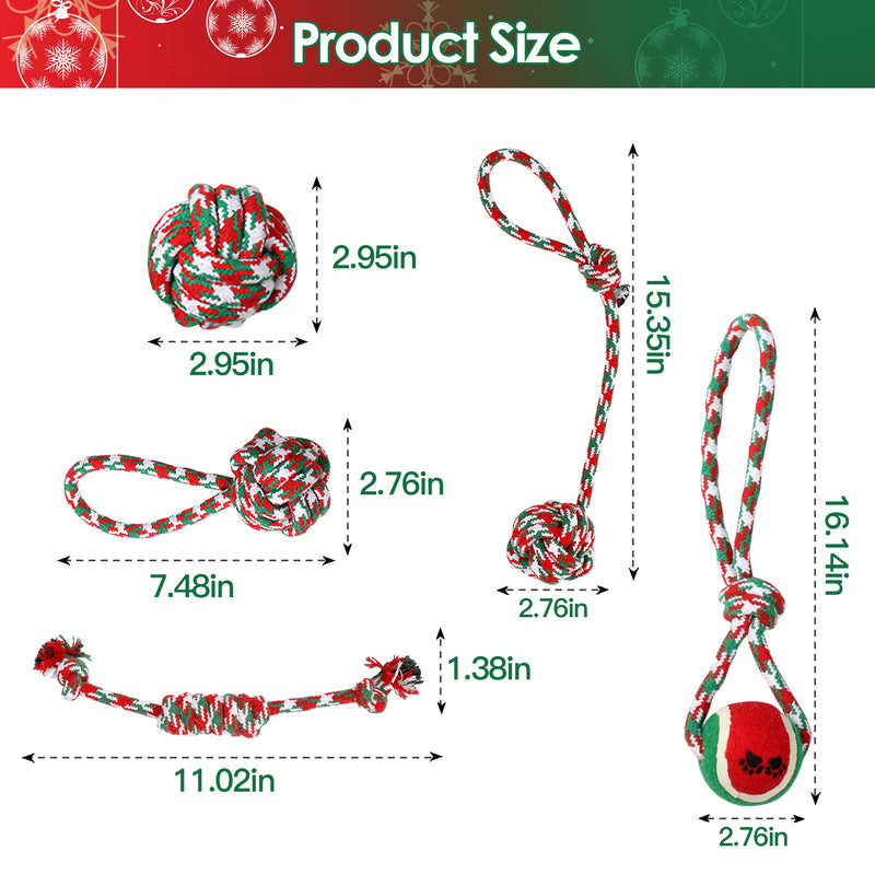 Christmas Puppy Chew Toys - 5 Pieces