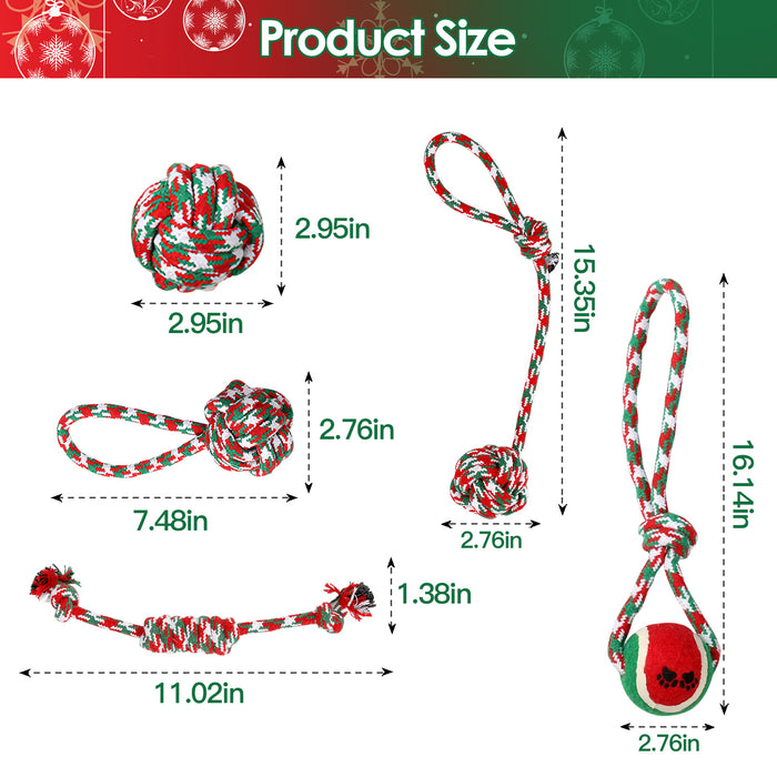 Christmas Puppy Chew Toys - 5 Pieces