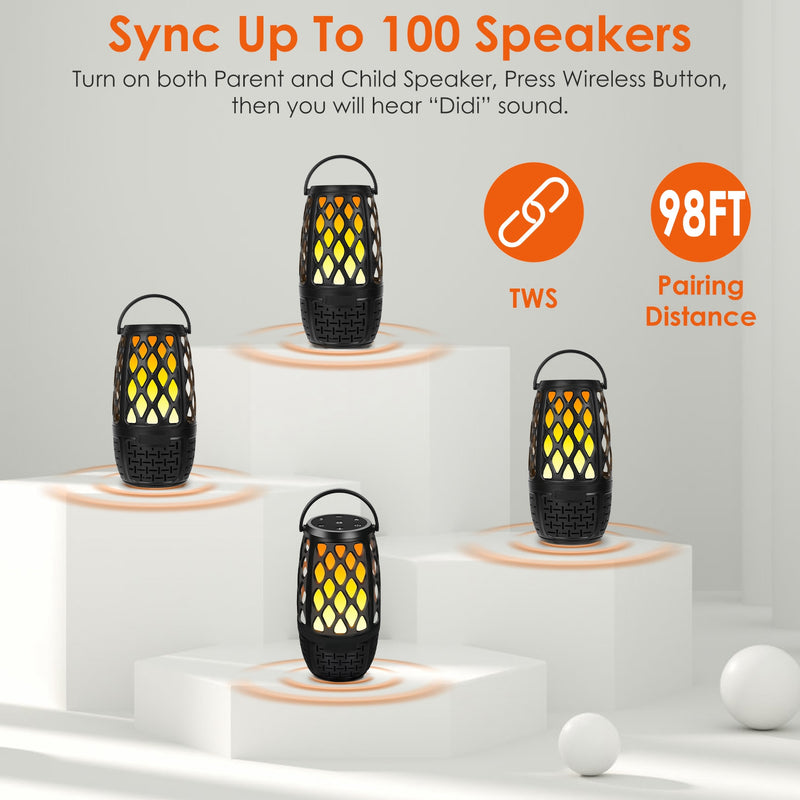 Outdoor Speaker with Flame Light – Bluetooth 5.3, IPX5