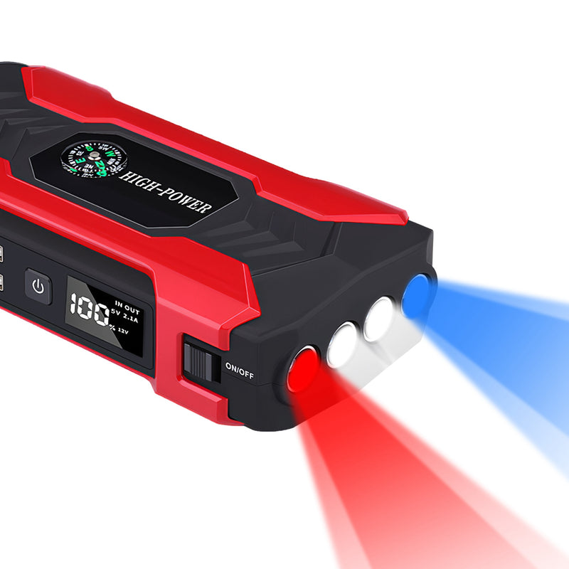 12V Car Battery Charger - 28000mAh with 4-Mode LED Flashlight