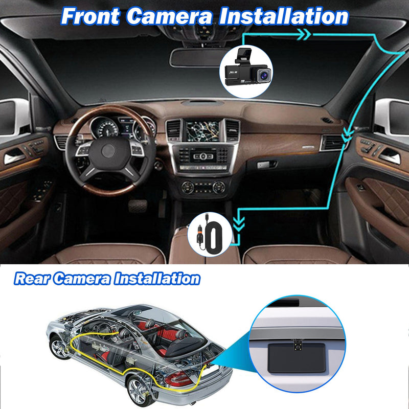 3-Channel Dash Cam – Full HD with WiFi, Night Vision, and 64GB Card