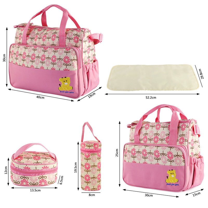 Multifunctional Diaper Bag – 5 Pieces with Changing Pad and Organizer Bags