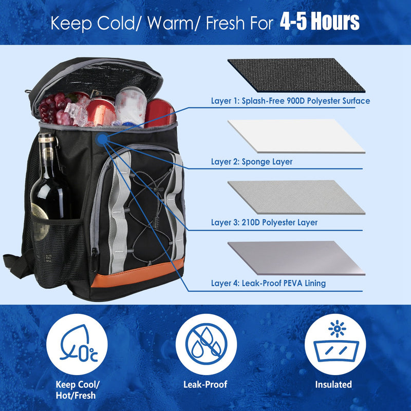 Thermal Backpack Bag - 25L with Large Capacity for Camping and Beach
