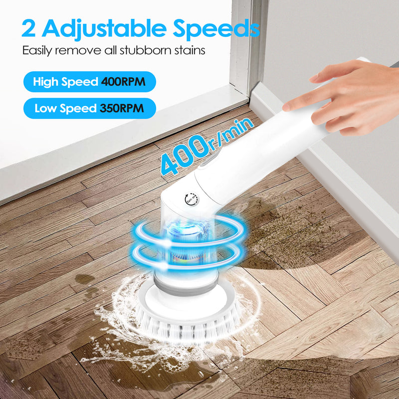 Spin Scrubber – IPX6 Waterproof with Extendable Handle and 6 Attachments