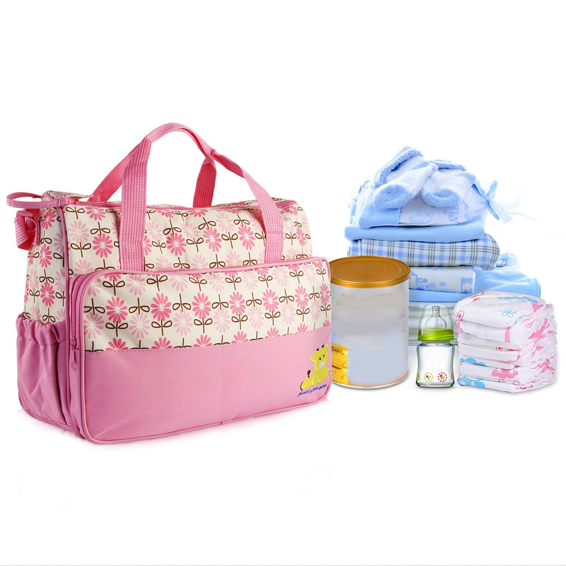 Multifunctional Diaper Bag – 5 Pieces with Changing Pad and Organizer Bags