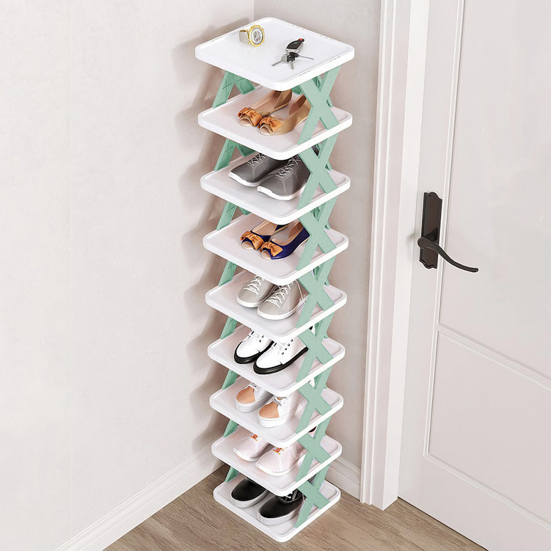 Plastic Vertical Shoe Organizer – 9 Independent Tiers