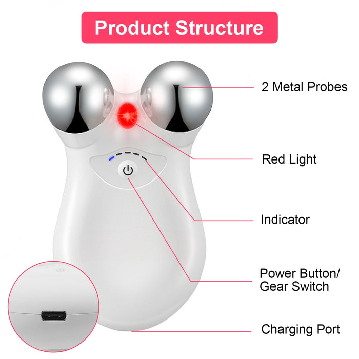 1Pc Microcurrent Face Massager Rechargeable Face and Neck Roller Intelligent Facial Massager with 5 Modes for Skin Tightening, Lifting, and Wrinkle Reduction