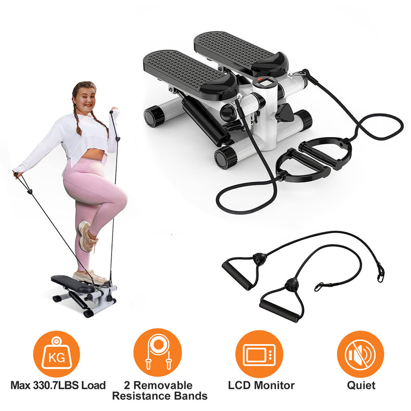 Compact Fitness Stepper – Step Machine with Bands and LCD Display