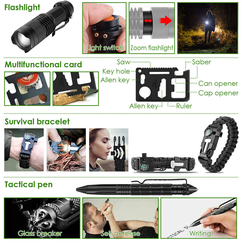 Portable Survival Kit – 47 Pieces for Hiking, Hunting, Camping, and Disasters