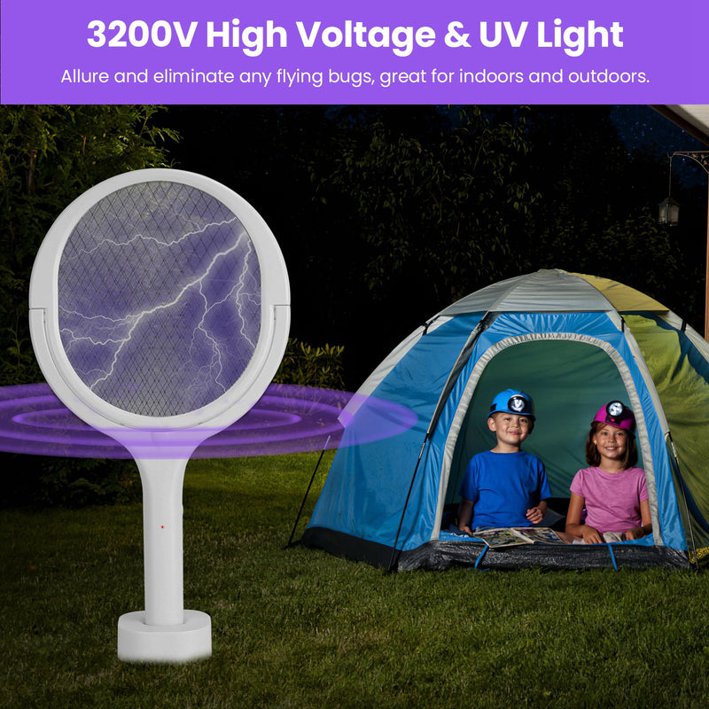3-in-1 Electric Mosquito Swatter – 3200V with Telescopic Rod