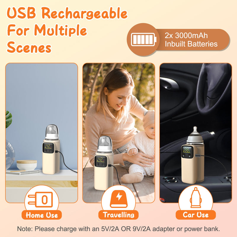 Formula and Bottle Warmer - Portable with Night Light and 5000mAh Power Bank