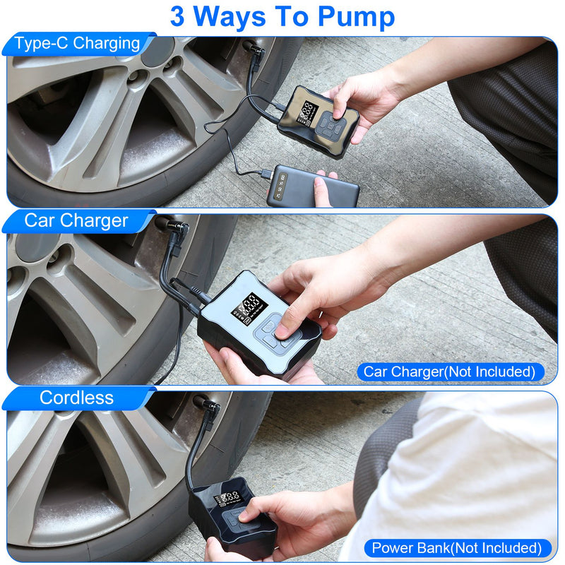 Digital Air Compressor 150PSI – Cordless Inflator with LED Light and Emergency Battery