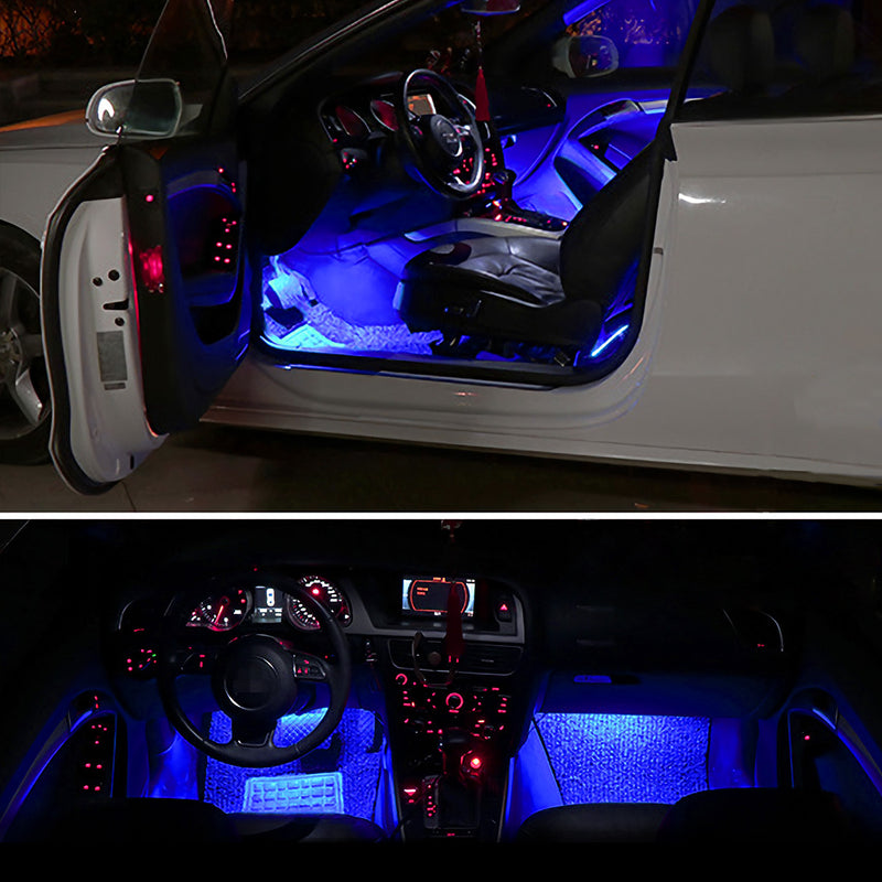 Interior LED Car Lights – 4-Piece Set with DC 12V Charging and Decorative Blue Light