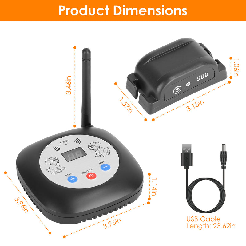 GPS Dog Fence System - Rechargeable Wireless Collar with Alert and Vibration