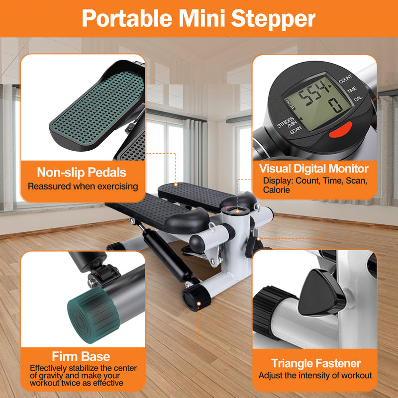 Compact Fitness Stepper – Step Machine with Bands and LCD Display
