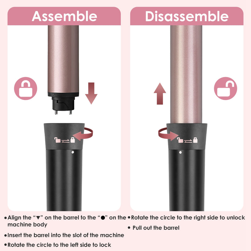 Anti-tangle Thermal Brush – 5-in-1 Curling Iron with 360° Swivel Cord