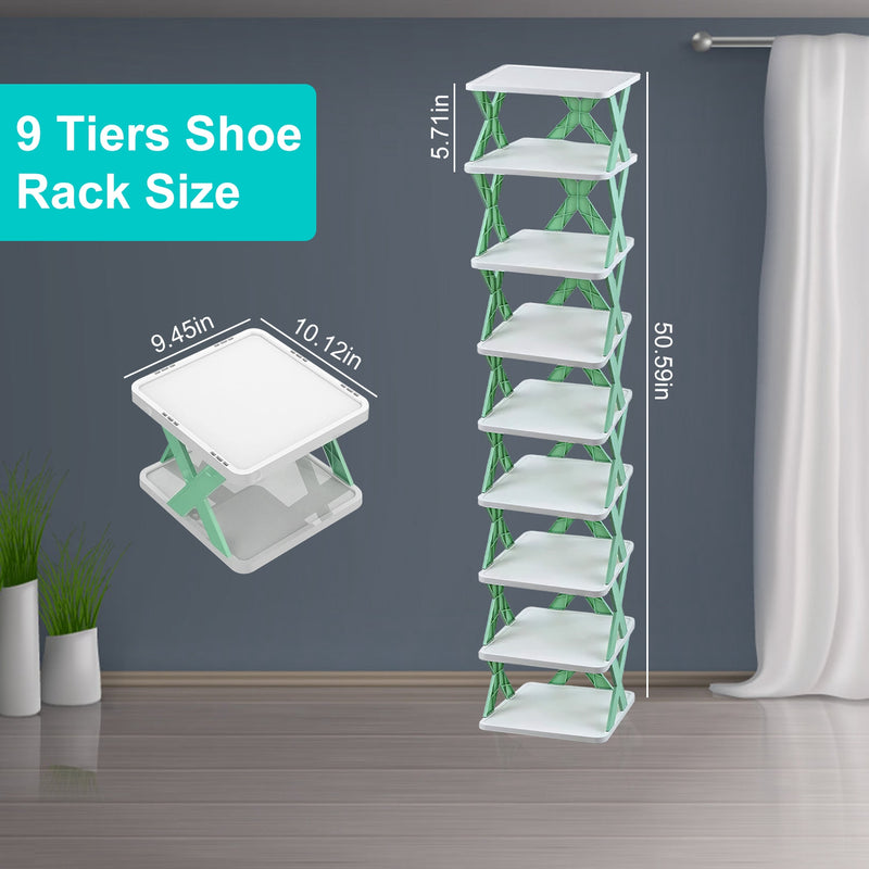 Plastic Vertical Shoe Organizer – 9 Independent Tiers