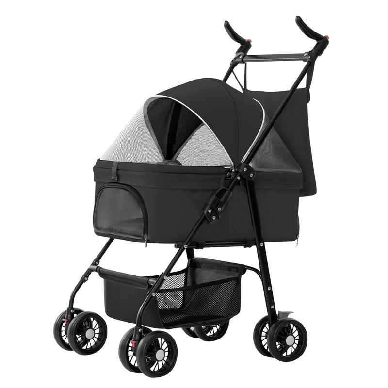 Pet Travel Stroller - With Removable Lining and 2 Compartments