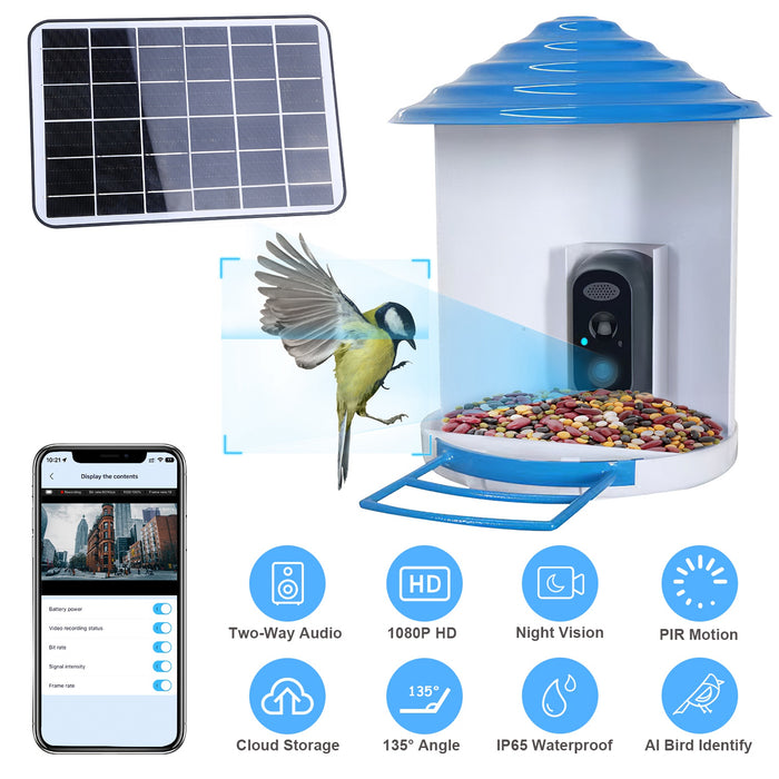 Smart Bird Feeder with Solar Camera 1080P HD – AI and WiFi