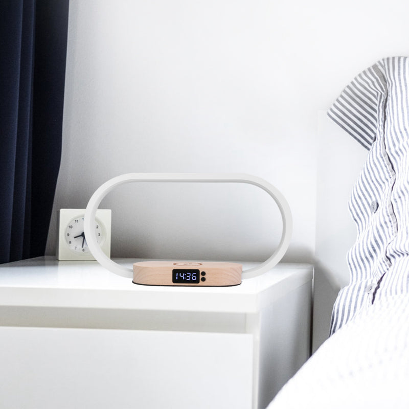 Bedside Lamp with Clock and Charging Port
