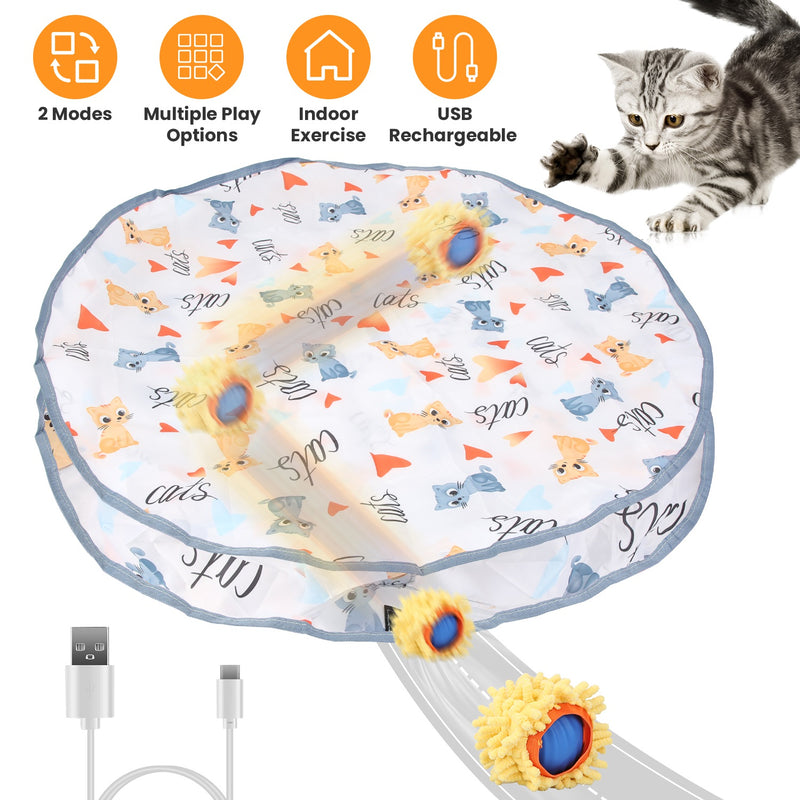 Interactive Cat Toy – Smart Ball with Random Movement, 2 Modes, and Fabric Bag