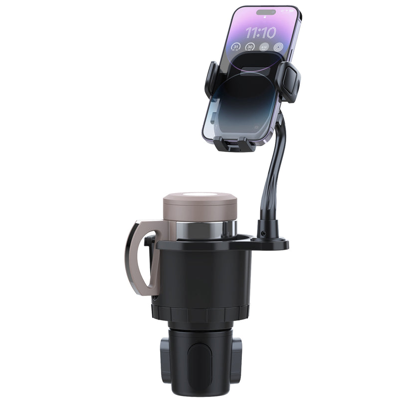 2-in-1 Automotive Support – Cup Holder and 360° Rotating Phone Mount