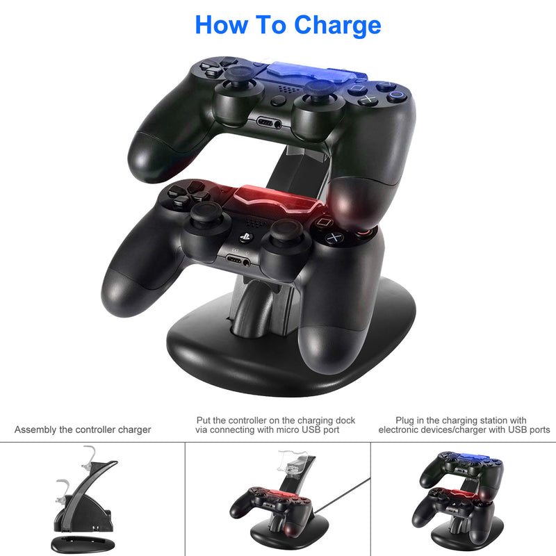 Dual Charging Dock for PS4 Controllers – Micro USB with LED Indicator