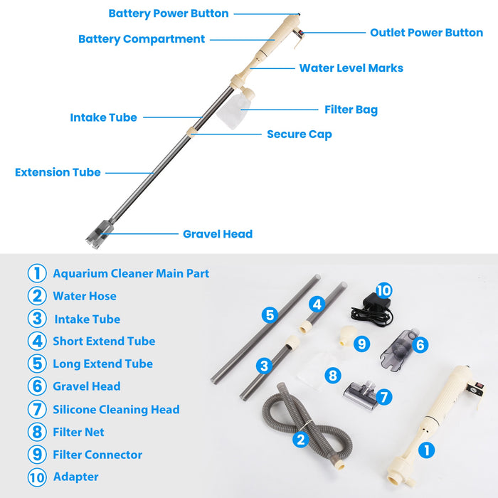 Electric Aquarium Vacuum Cleaner – Adjustable Multifunctional Kit
