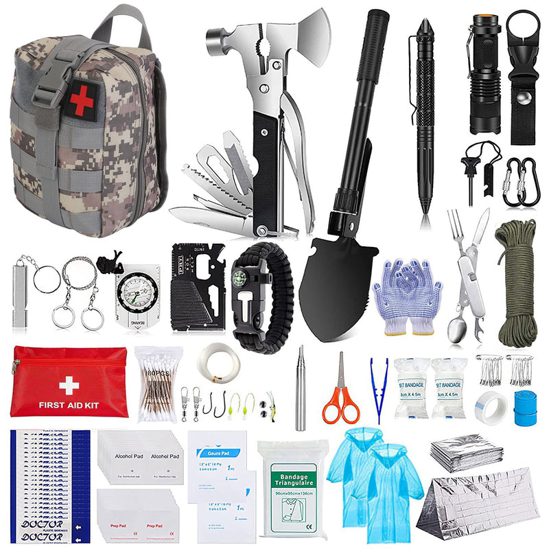 Professional 125-Piece Survival Kit - Emergency and First Aid