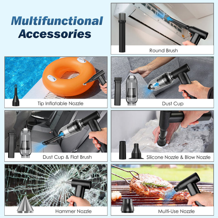 Vacuum and Electric Blower – Portable Compressed Air with Continuous Speed and Long-Lasting Battery