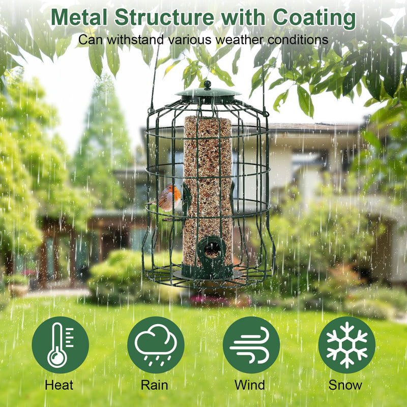 Squirrel-Resistant Metal Bird Feeder with 4 Ports