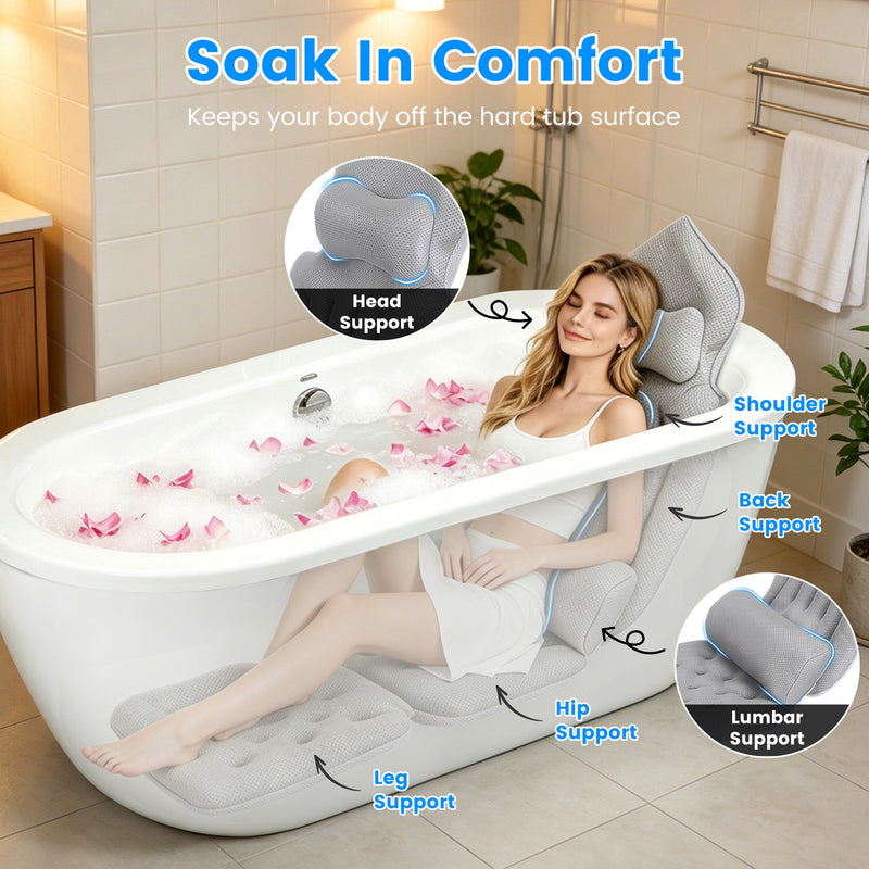 Full Body Bath Pillow – 4D Cushion with Lumbar Support