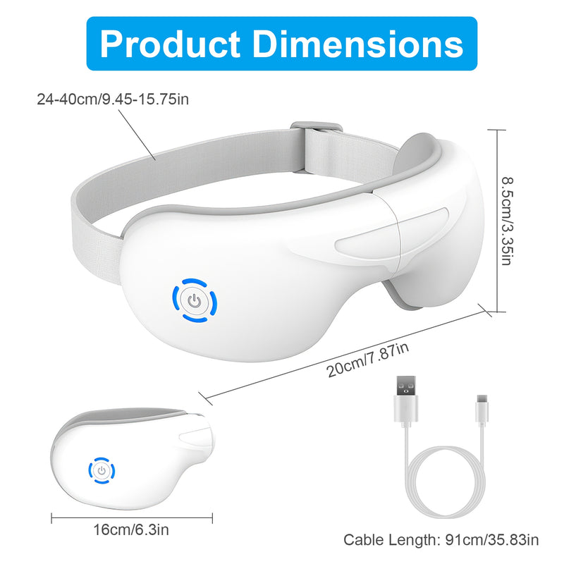 Rechargeable Eye Massager – With Vibration, Relaxing Music, and Wireless Control